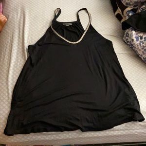 Black tank with silver detailing in neck line